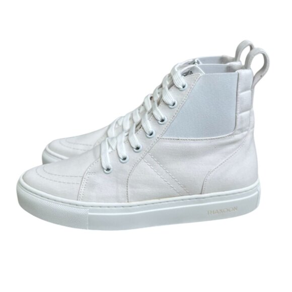 🤍 Thakoon Pull-On High Top Sneakers-White Canvas-Sizes 36 (US 6) & 38 (US 8) - Picture 7 of 16